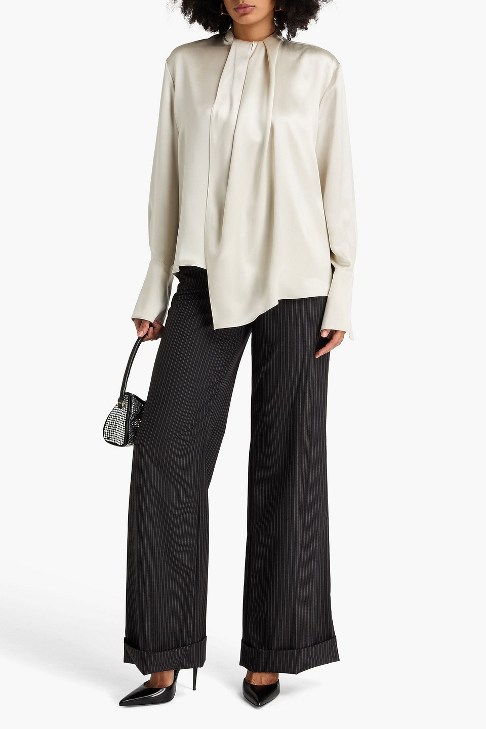  Magda Butrym - Drapierte Bluse Aus Seide - Grau - Fr 40 