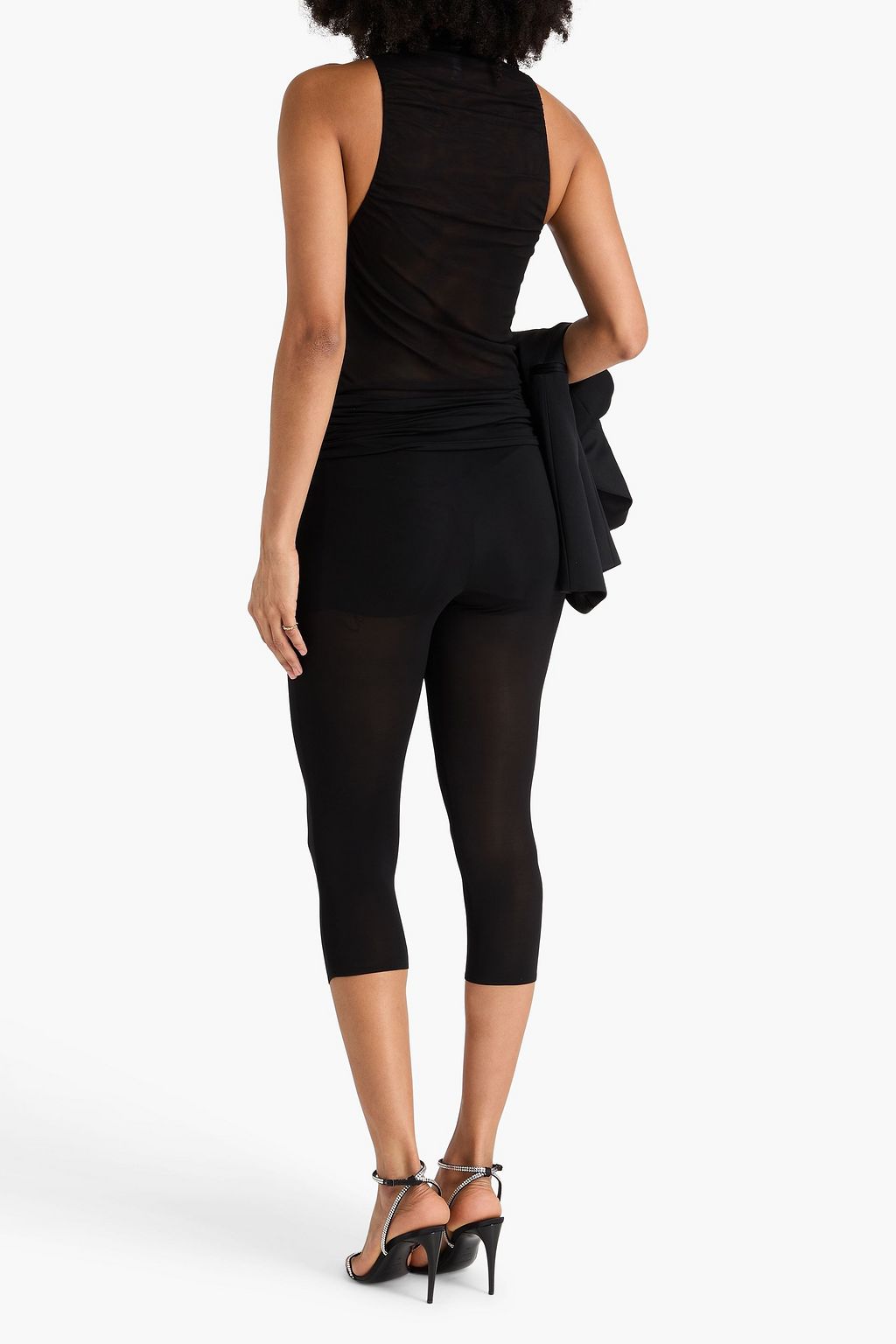 MAGDA BUTRYM Cropped floral-appliquéd silk-jersey leggings