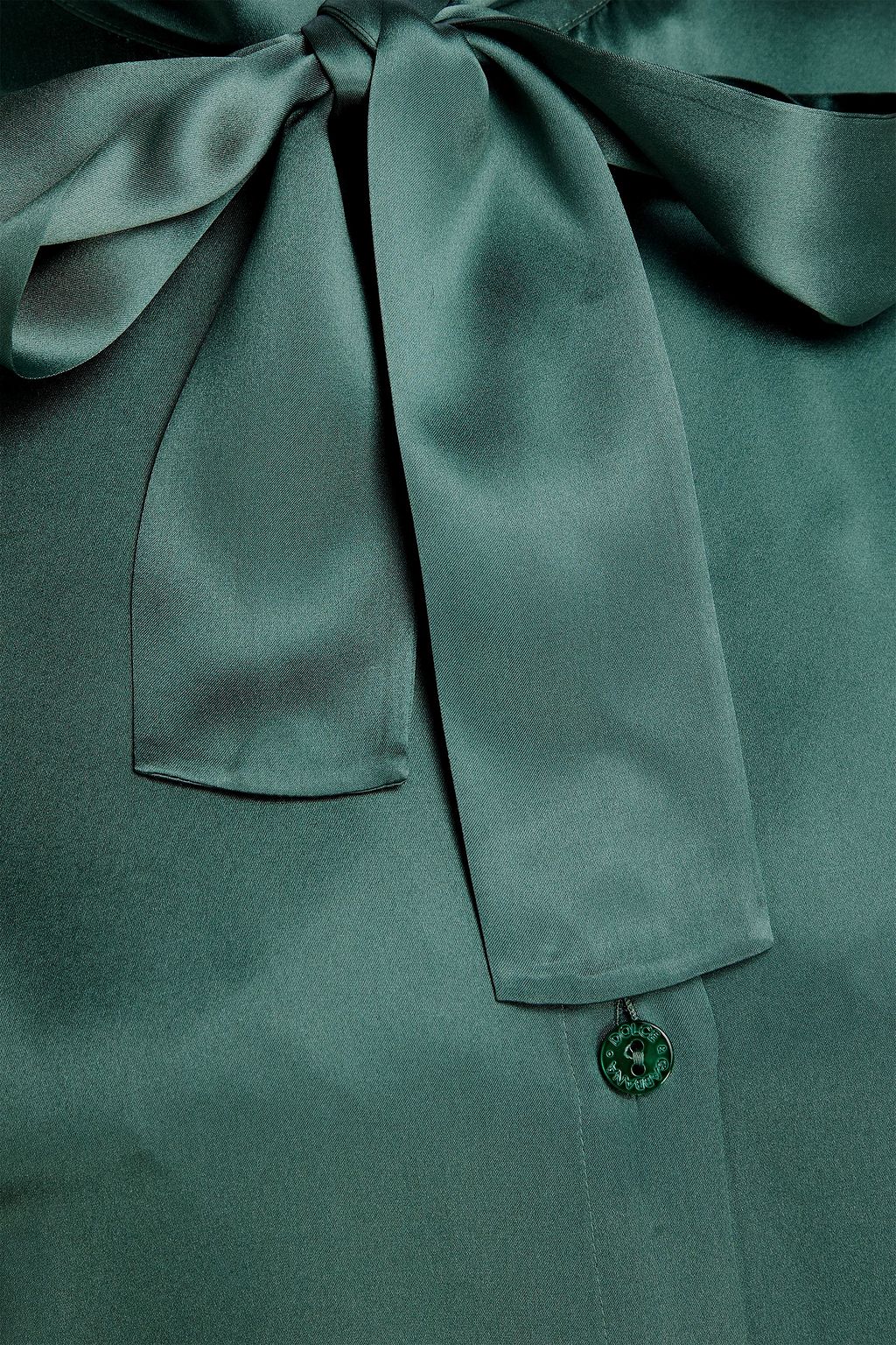 DOLCE&GABBANA 푸시 보우 디테일 실크 샤르뫼즈 블라우스