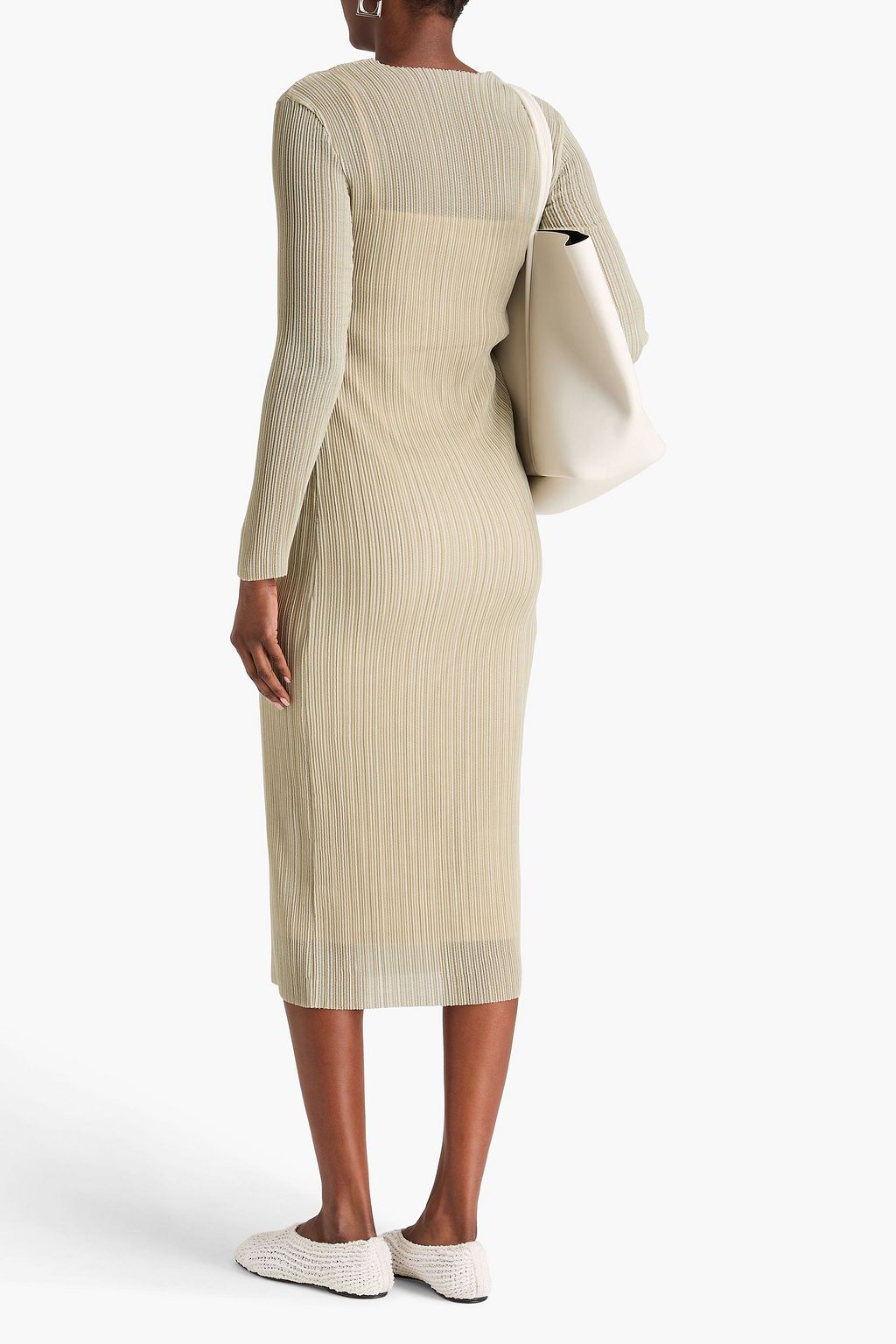 VINCE. Plissé-gauze midi dress