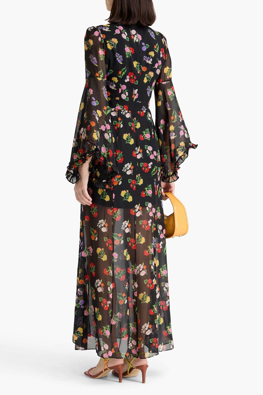 SALONI Poppy ruffled floral-print silk-georgette maxi dress