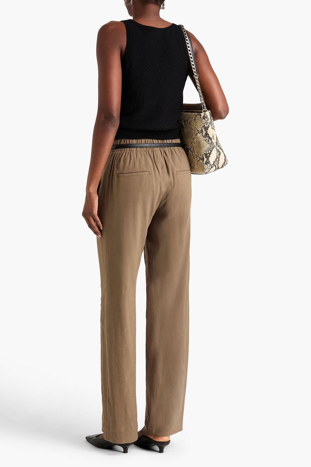 VINCE. Pointelle-knit cotton-blend top