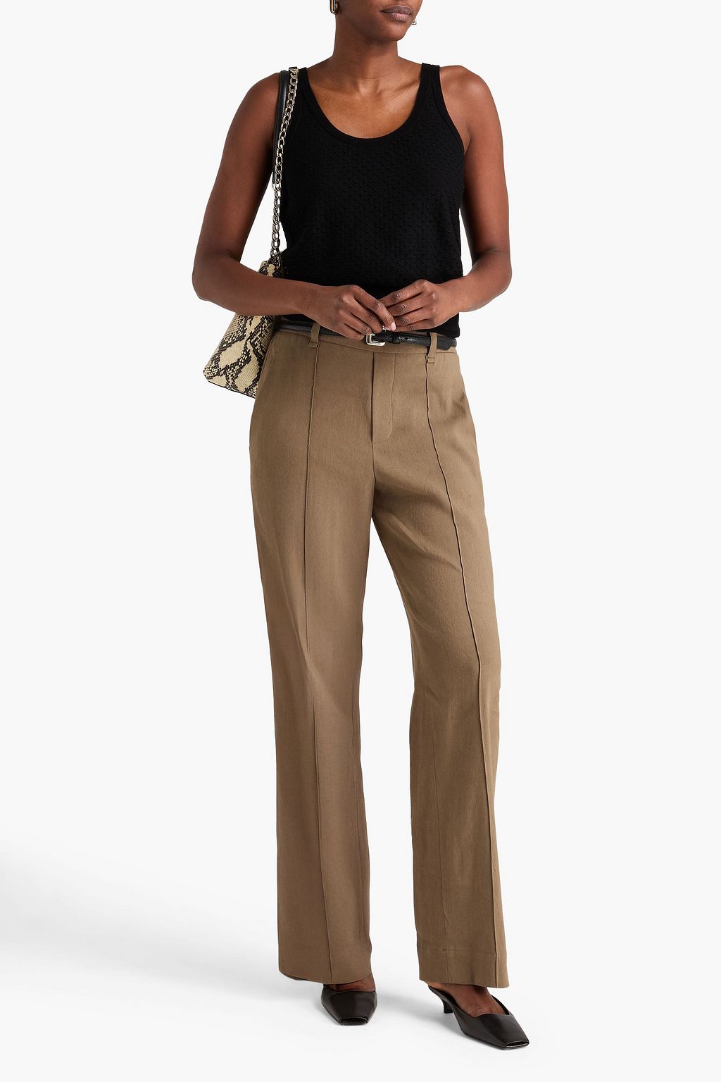 VINCE. Pointelle-knit cotton-blend top