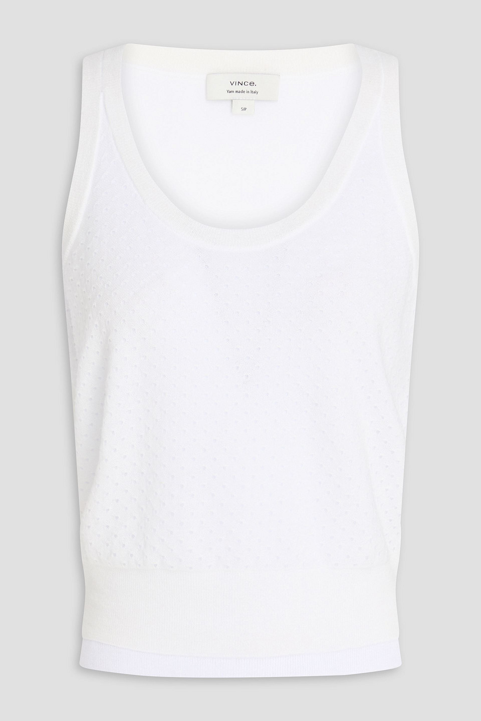 vince. - pointelle-knit cotton-blend top - white - l