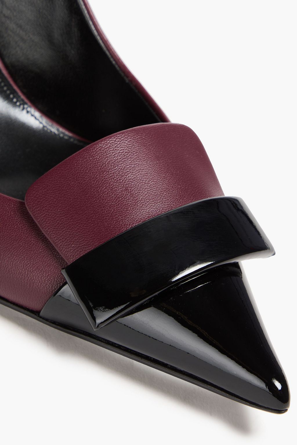 SERGIO ROSSI Two-tone smooth and patent-leather slingback pumps