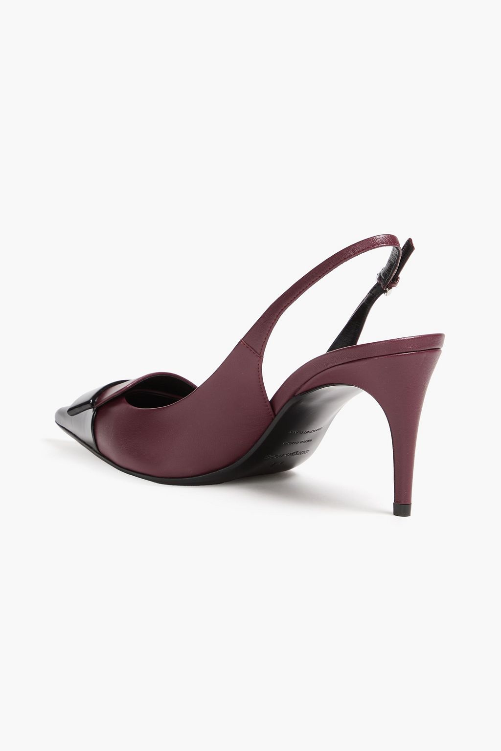 SERGIO ROSSI Two-tone smooth and patent-leather slingback pumps