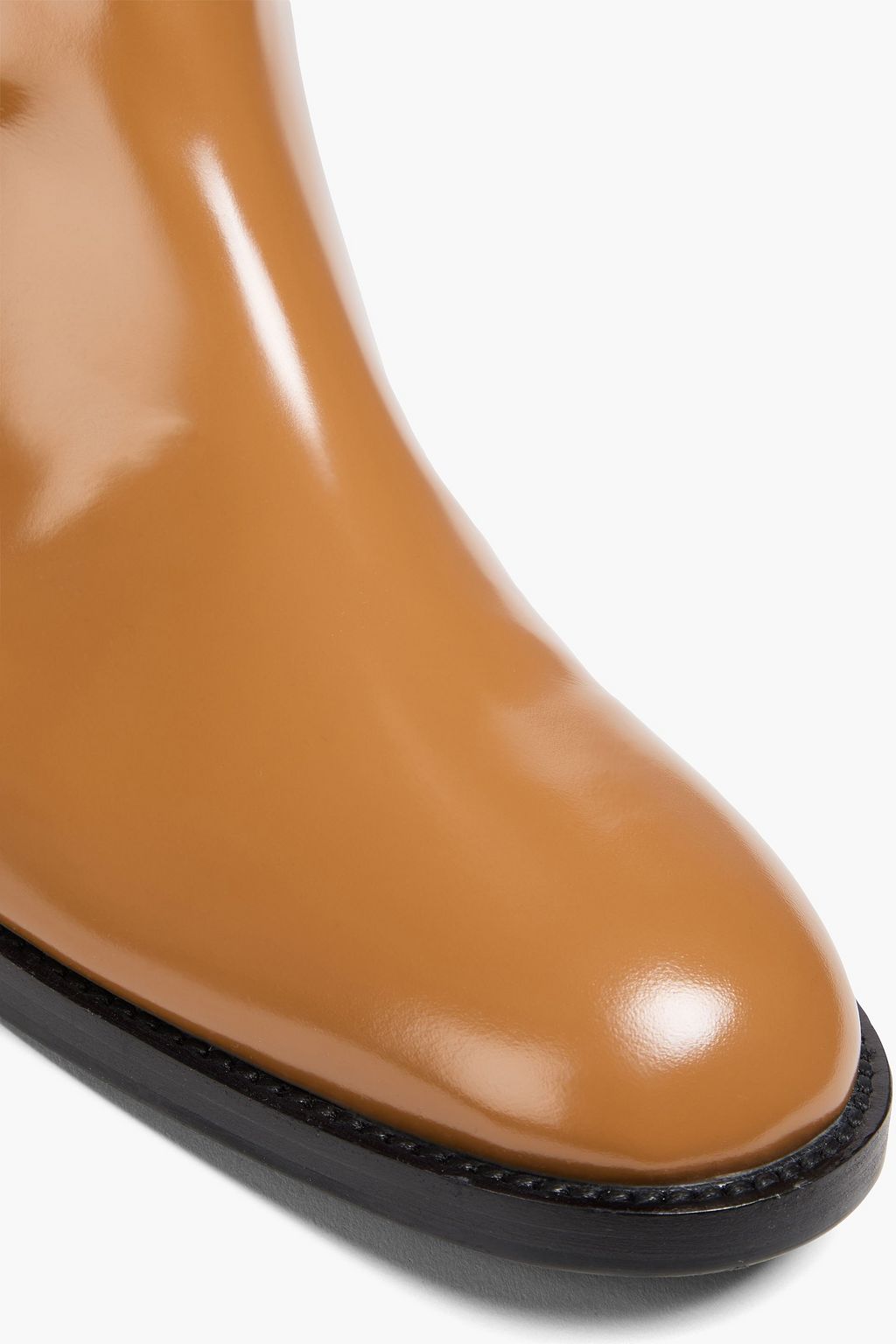 SERGIO ROSSI Buckled glossed-leather knee boots