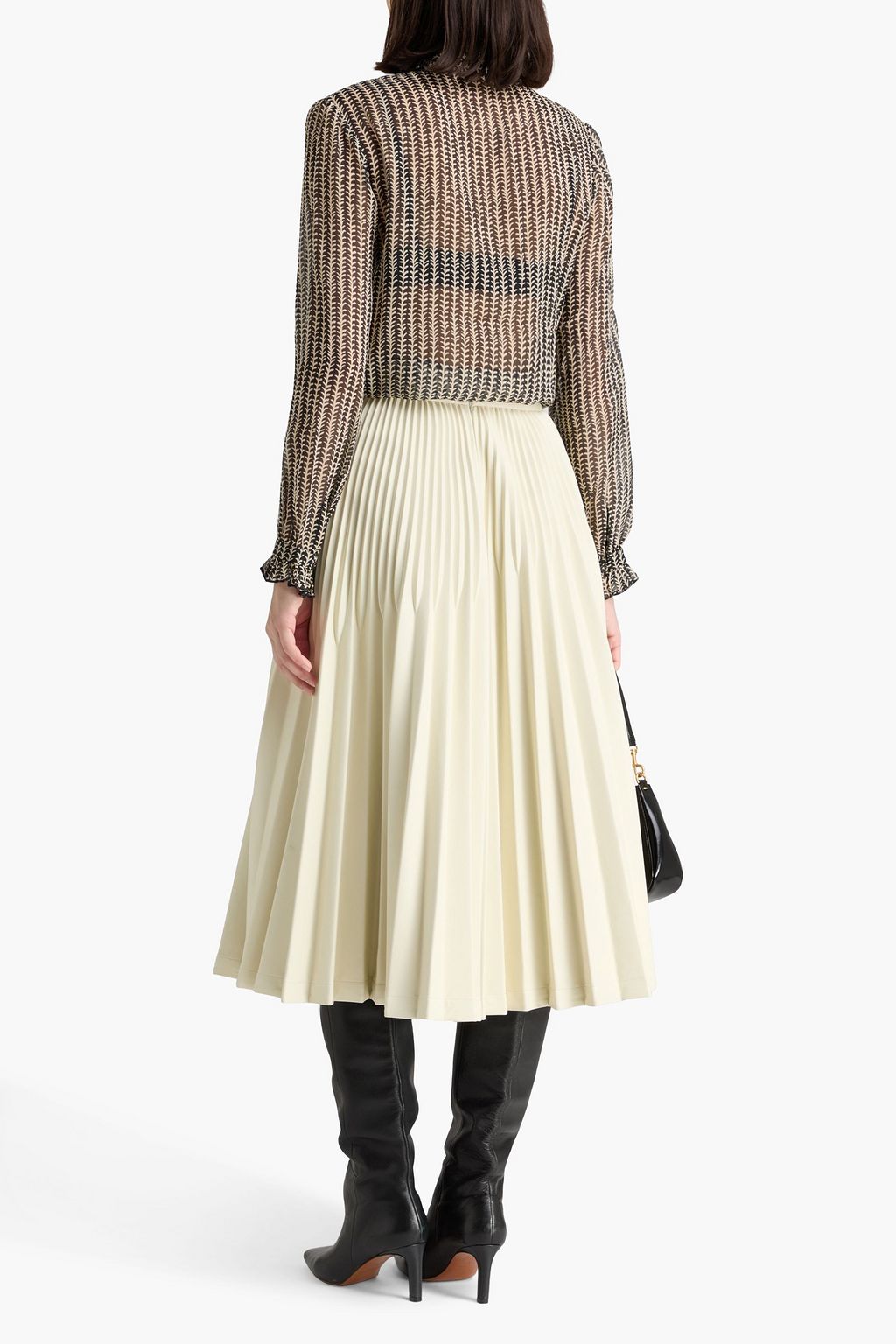SALONI Emile pussy-bow printed silk-georgette blouse