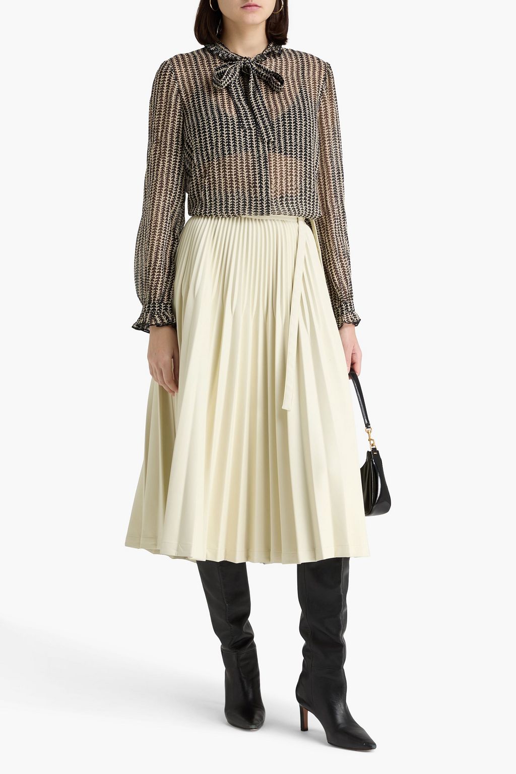 SALONI Emile pussy-bow printed silk-georgette blouse