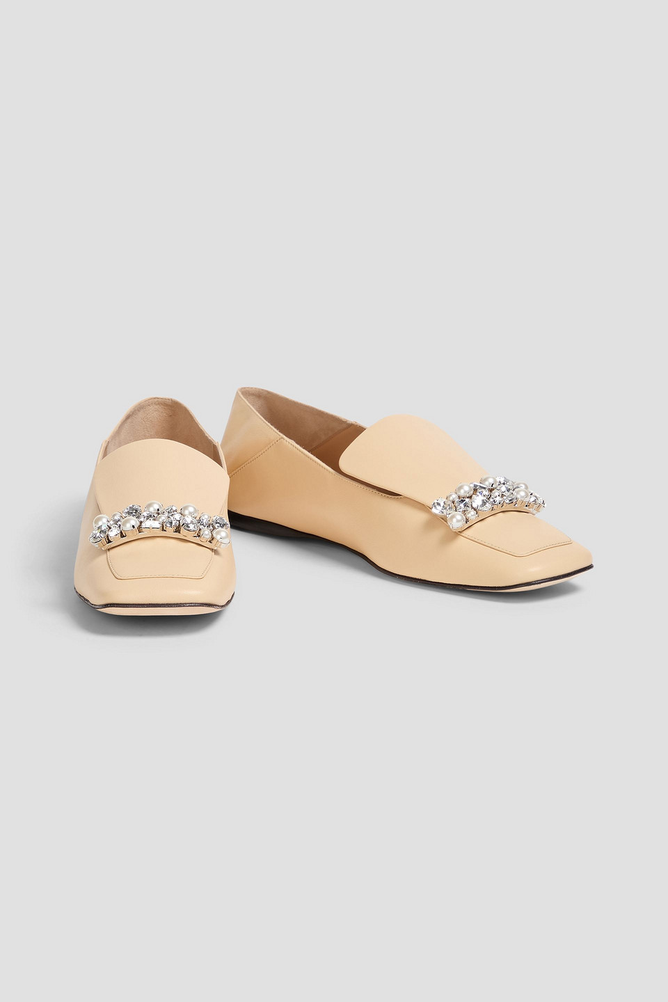  Sergio Rossi - Embellished Leather Loafers - Neutral - Eu 37 