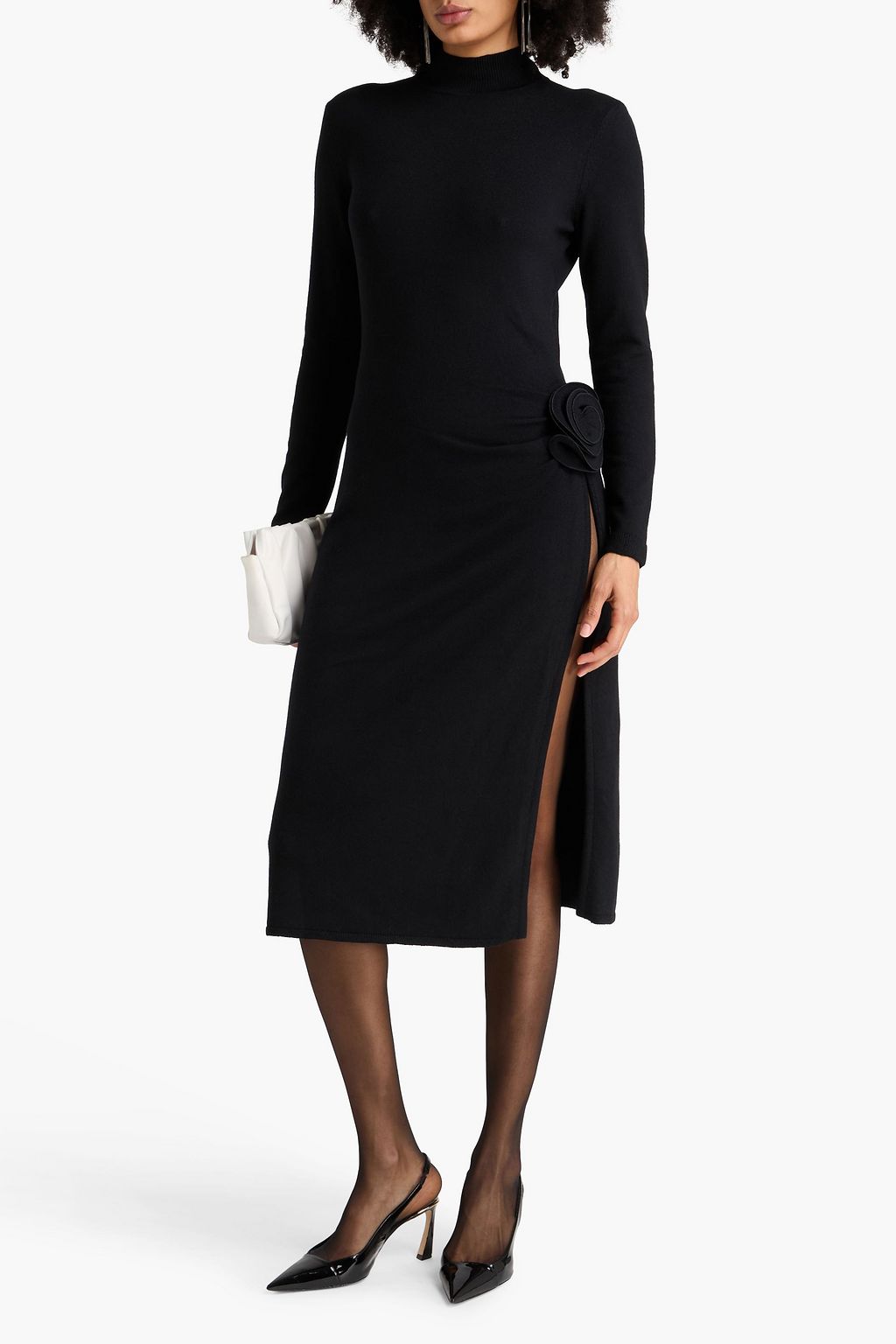 MAGDA BUTRYM Floral-appliquéd wool, silk and cashmere-blend midi dress