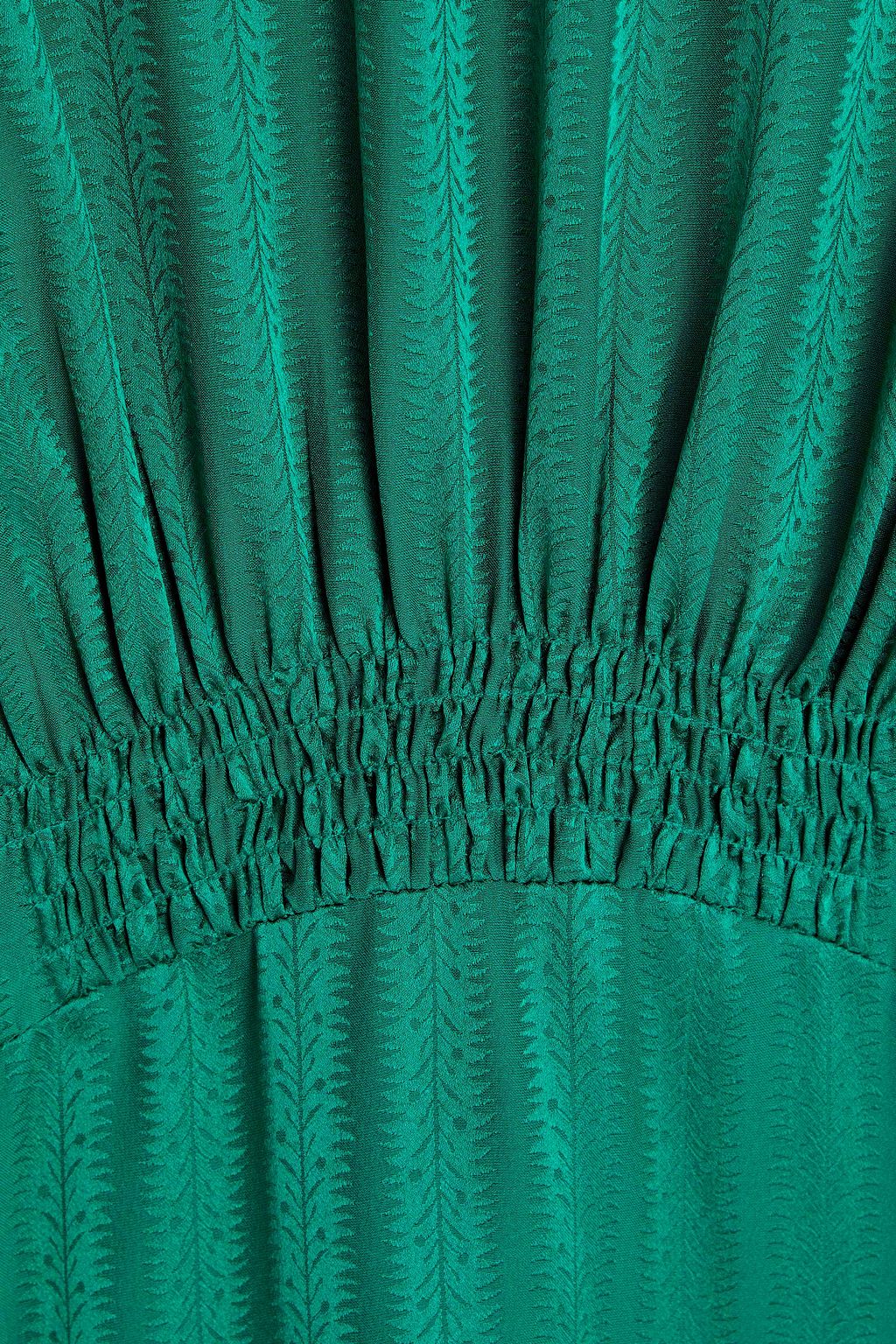 SALONI シルクサテンジャカード ミディワンピース