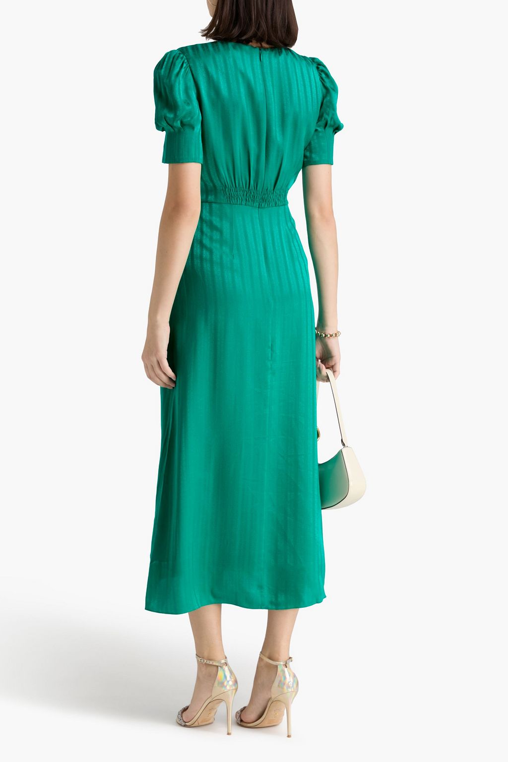 SALONI シルクサテンジャカード ミディワンピース