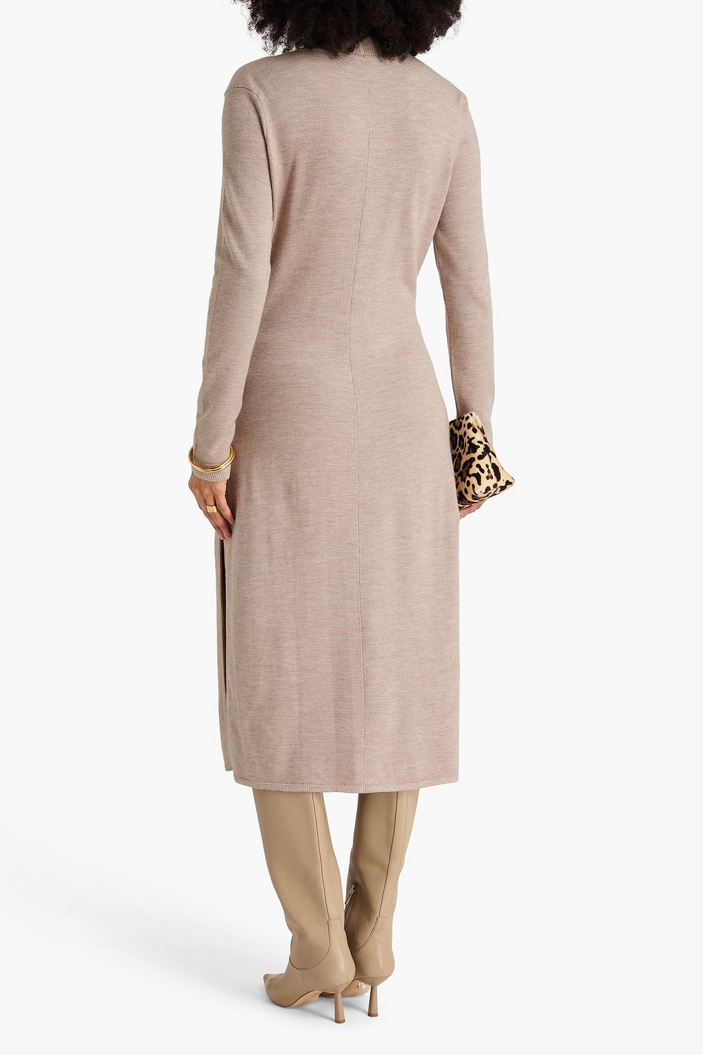 MAGDA BUTRYM Floral-appliquéd wool, silk and cashmere-blend midi dress