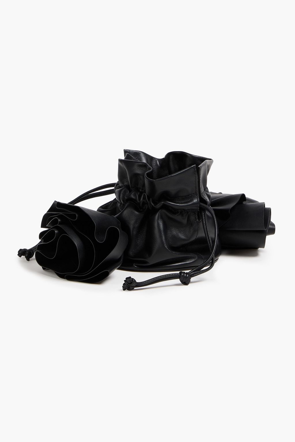 MAGDA BUTRYM Floral-appliquéd leather bucket bag