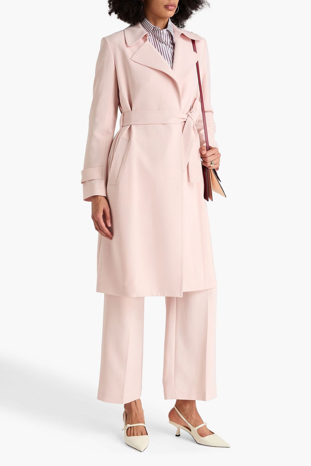 Theory ピンク ロングコート S THEORY Oaklane crepe trench coat | THE OUTNET
