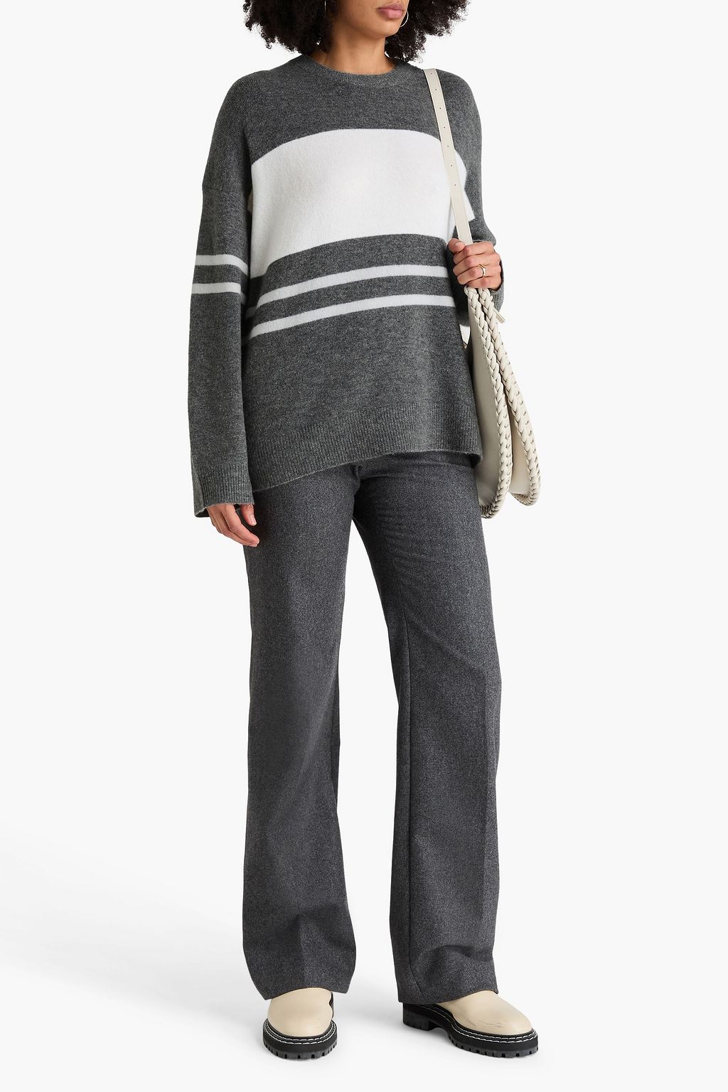 THEORY Striped merino wool-blend sweater