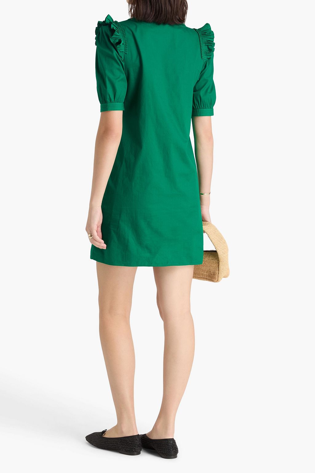 SALONI コットン ミニワンピース ラッフル付き