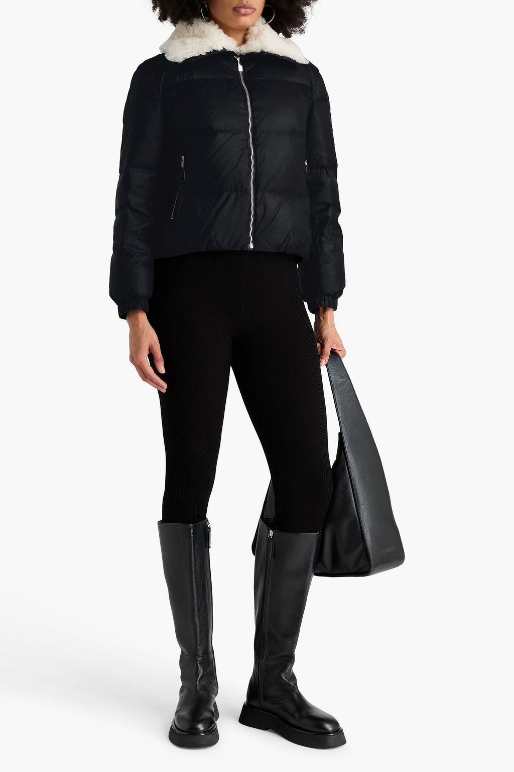 THEORY Shearling-trimmed quilted shell down jacket