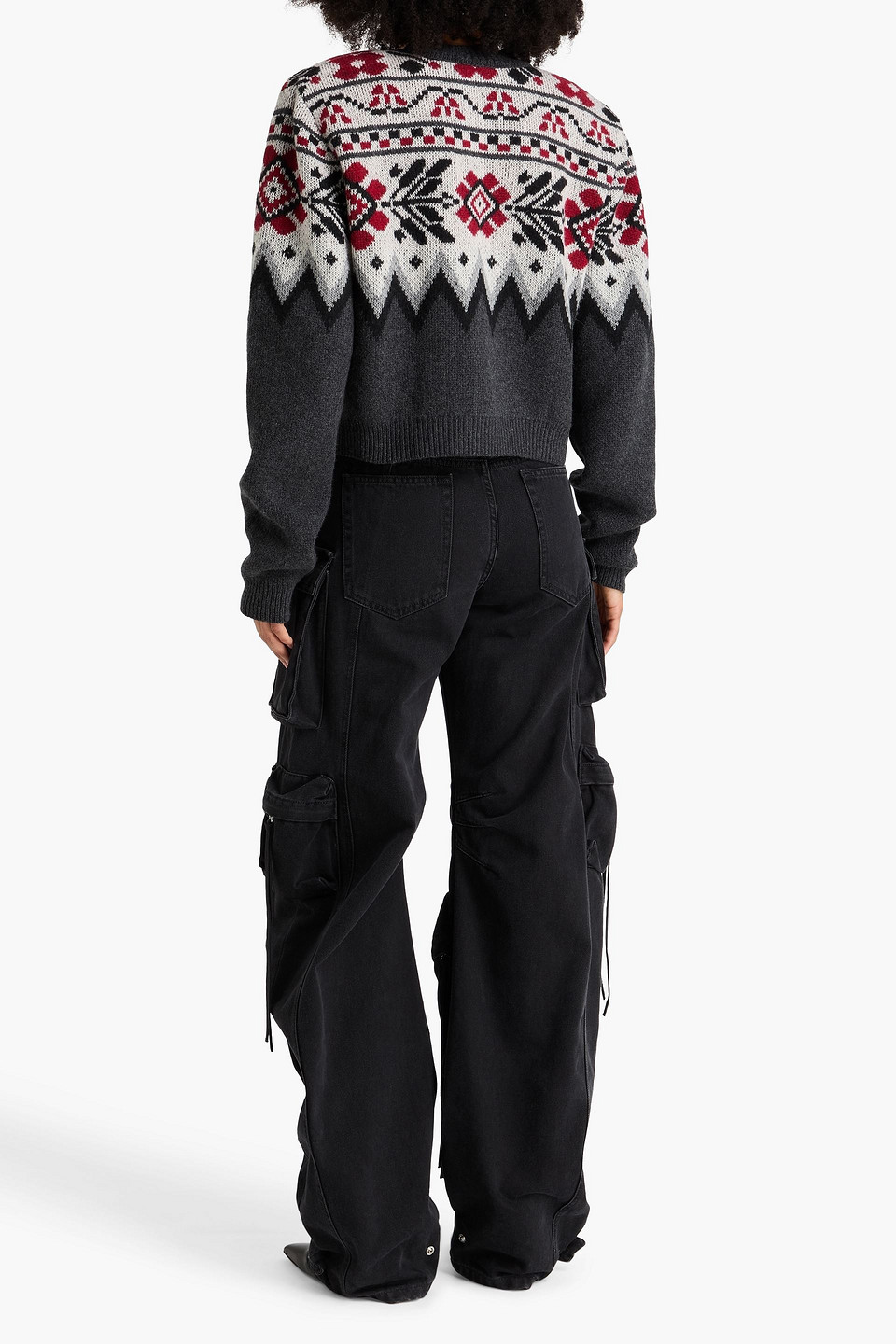  Magda Butrym - Cropped Cardigan Aus Jacquard-strick Aus Kaschmir Mit Fair-isle-muster - Grau - Fr 40 
