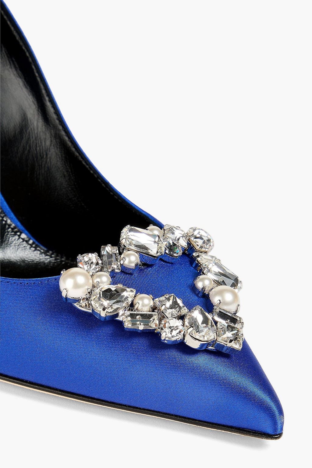 SERGIO ROSSI Embellished satin pumps