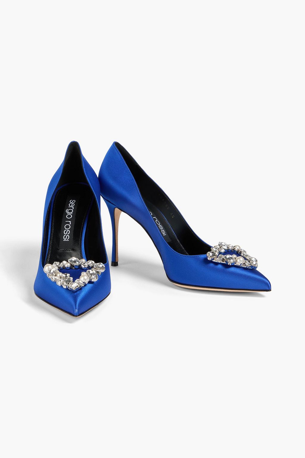 SERGIO ROSSI Embellished satin pumps