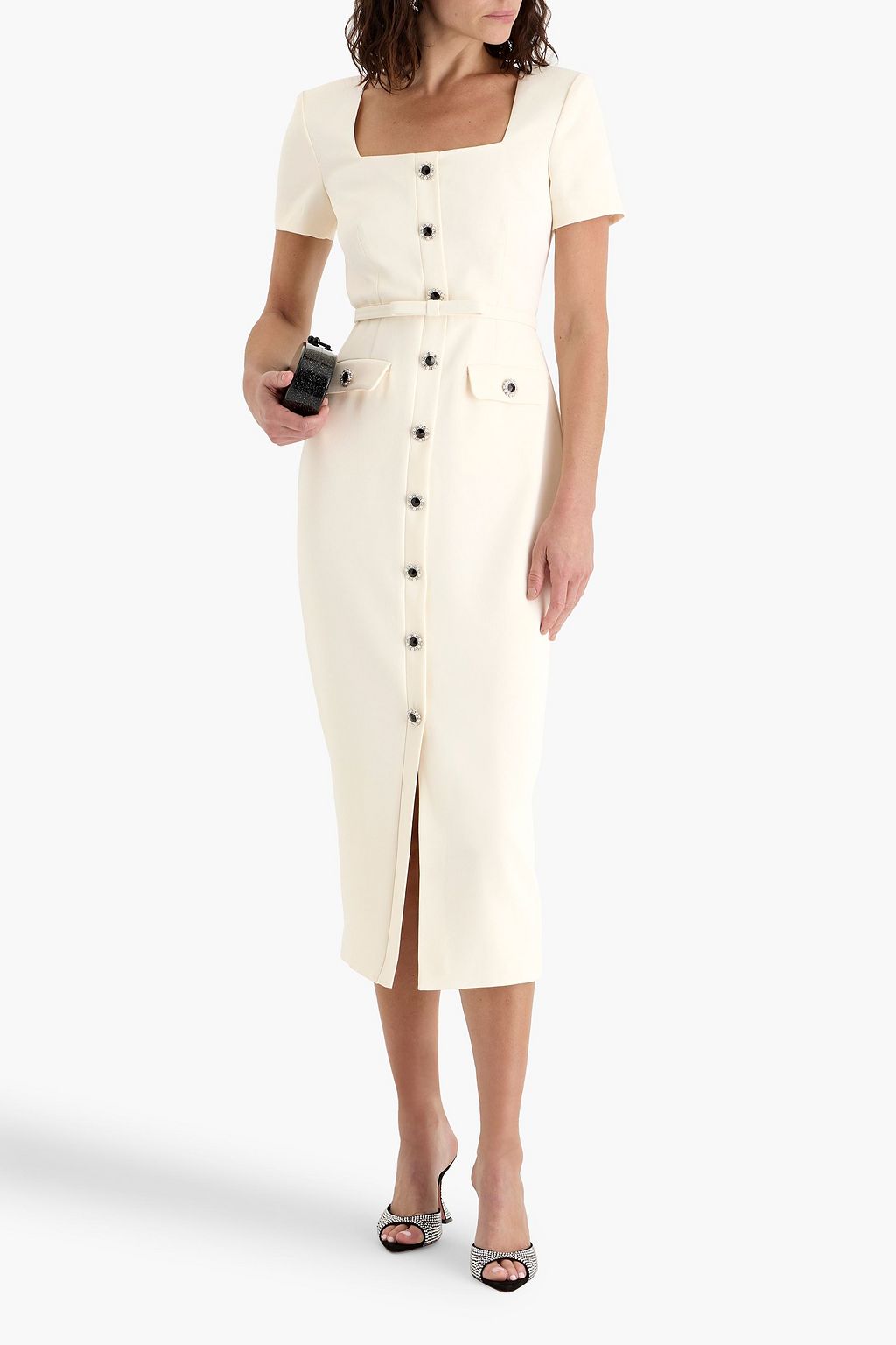 SELF-PORTRAIT Embellished crepe midi dress