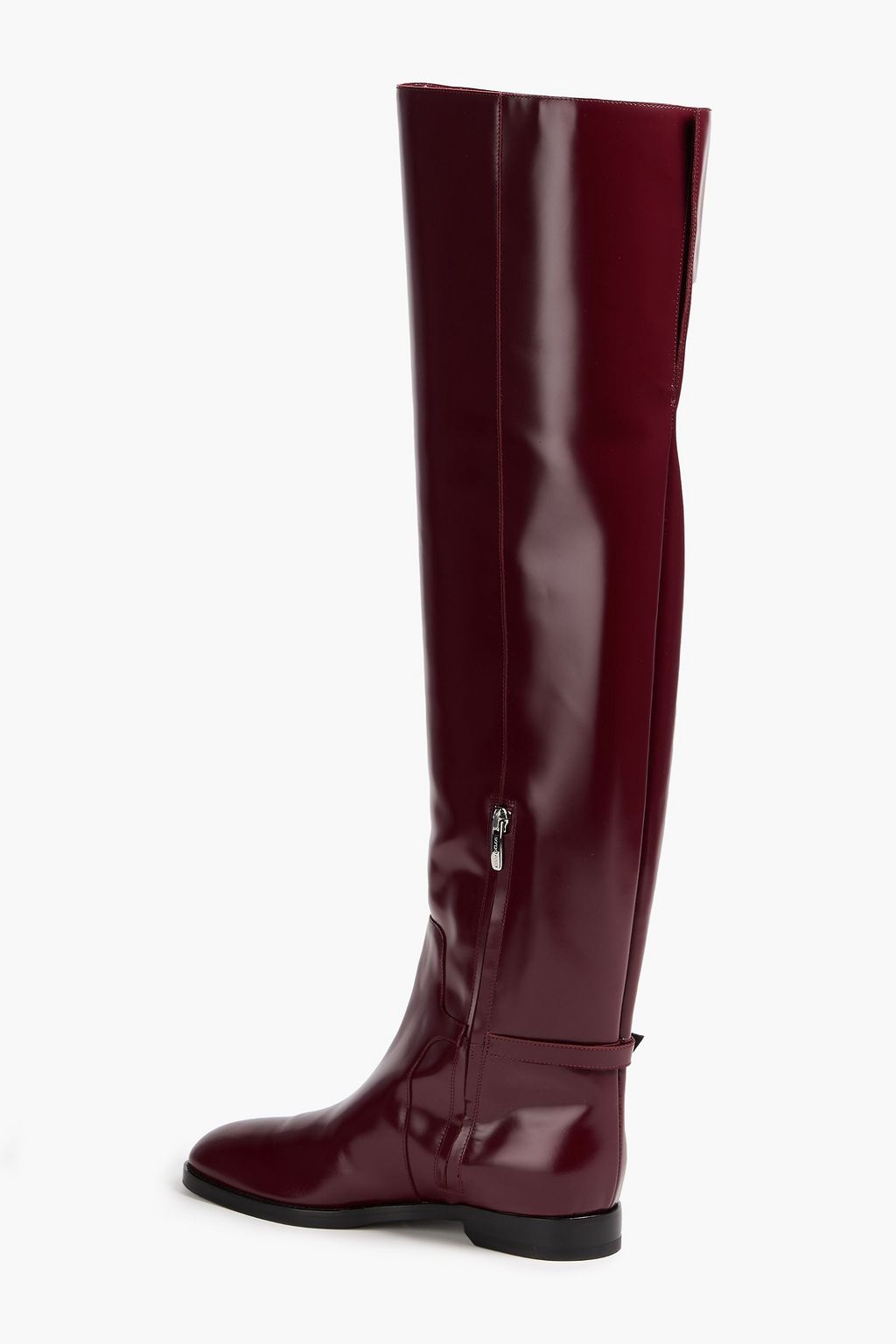 SERGIO ROSSI Buckled glossed-leather over-the-knee boots