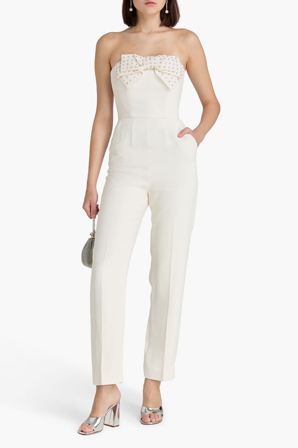 SALONI Sabine strapless embellished crepe jumpsuit