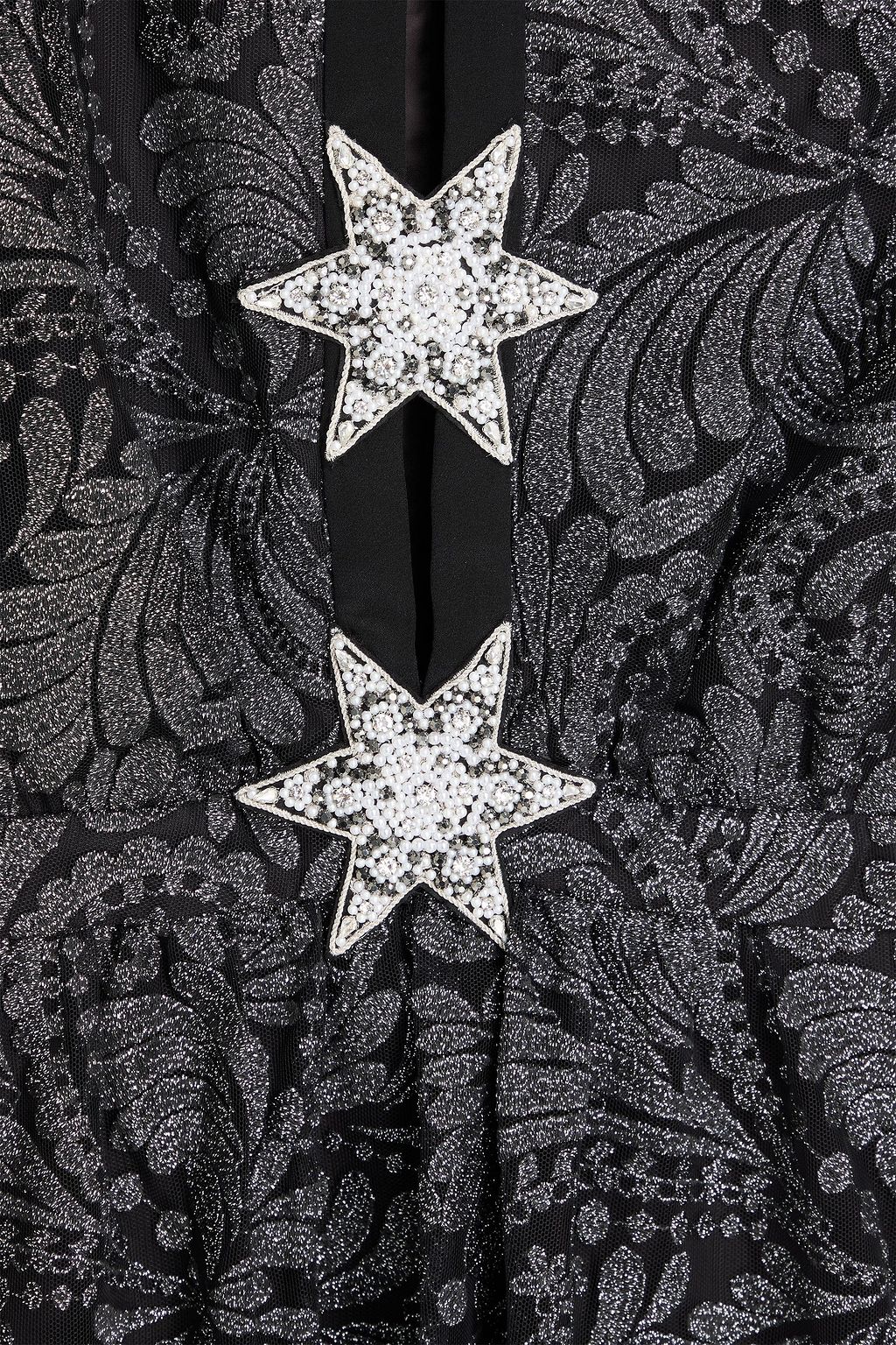 SALONI Aura metallic embroidered tulle mini dress