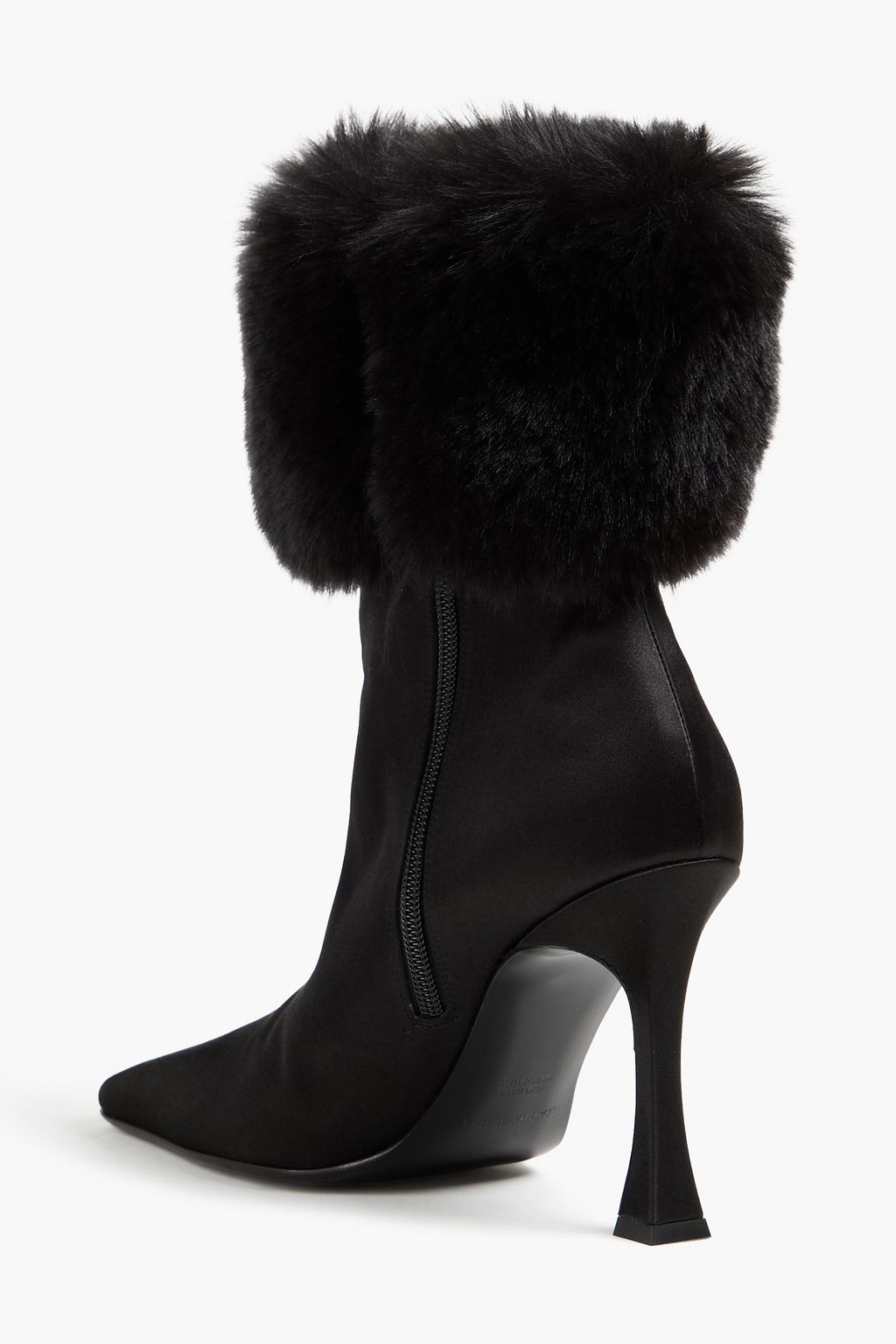 MAGDA BUTRYM Plush-trimmed satin ankle boots