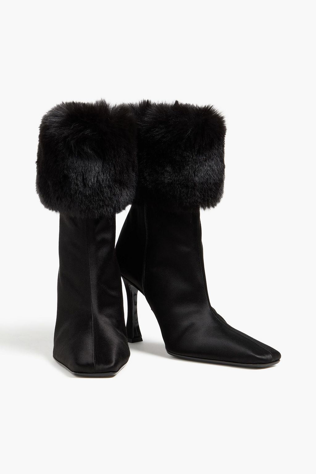 MAGDA BUTRYM Plush-trimmed satin ankle boots
