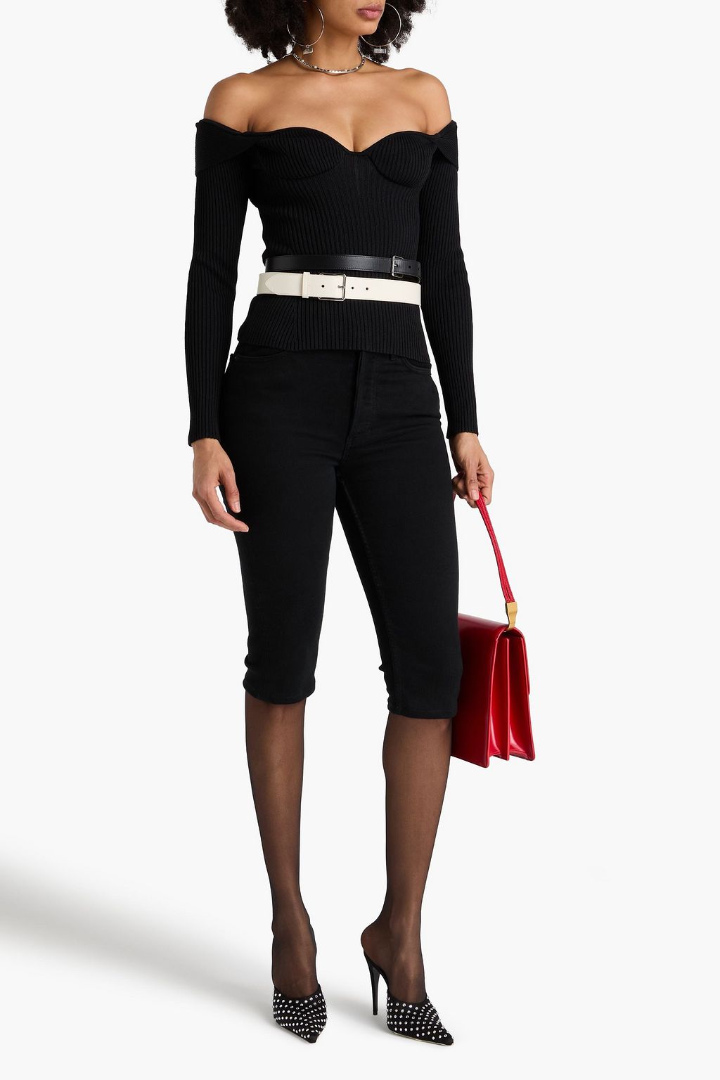 MAGDA BUTRYM Off-the-shoulder ribbed-knit top