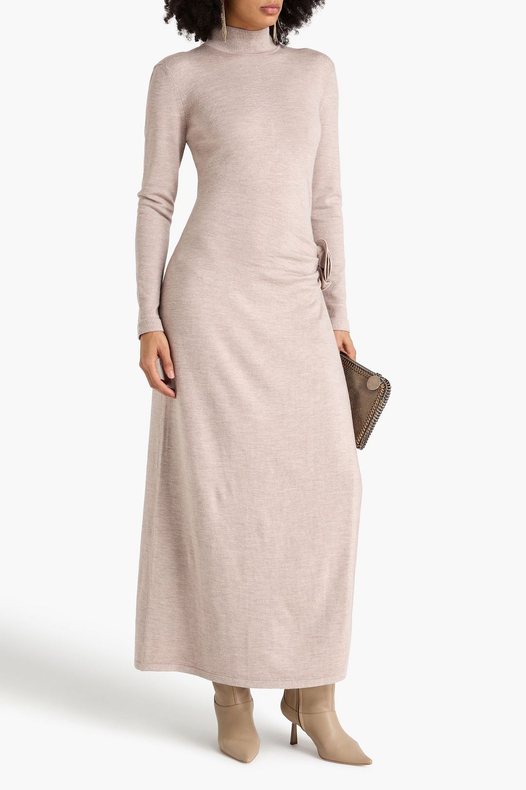 MAGDA BUTRYM Floral-appliquéd wool, silk and cashmere-blend midi dress