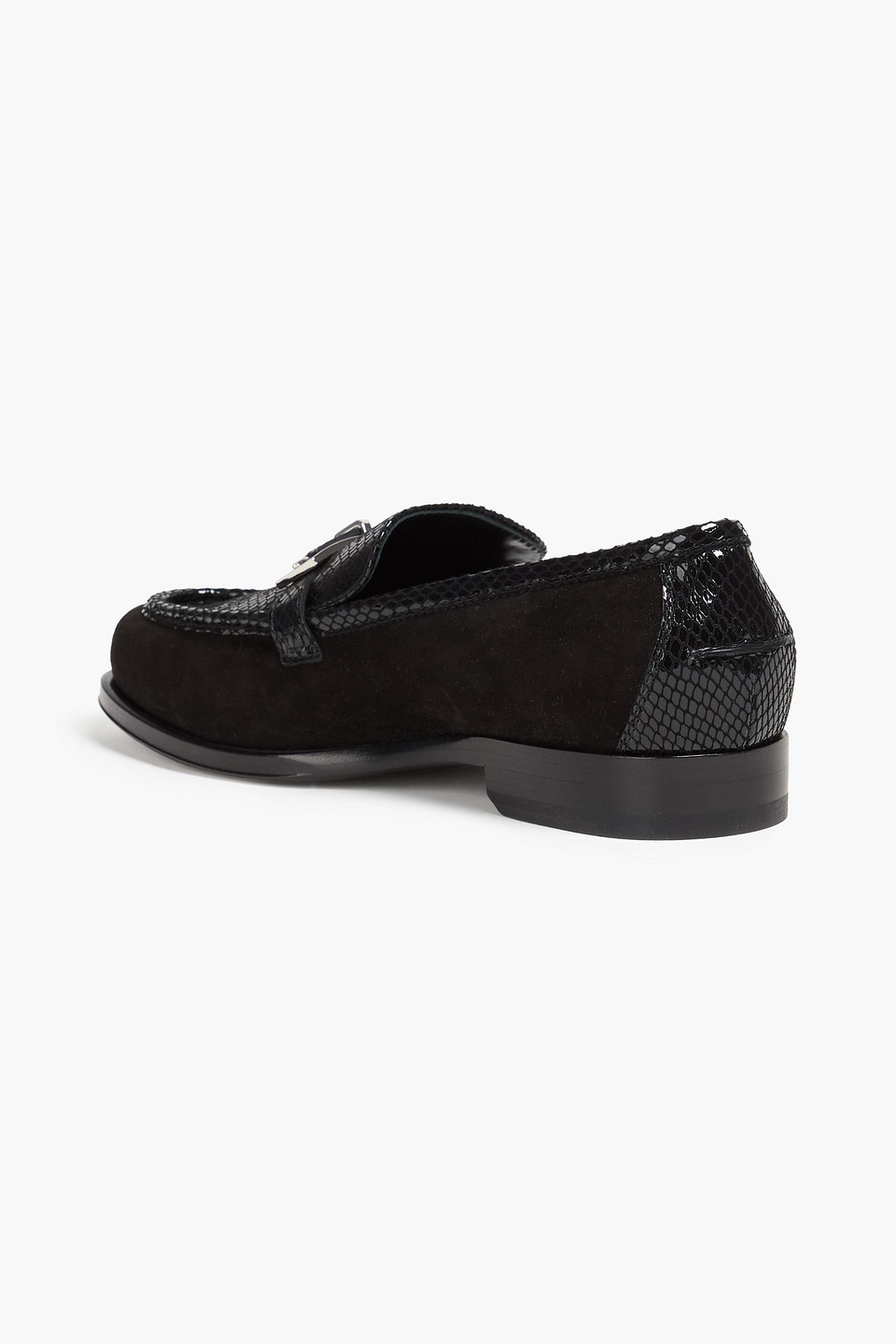  Sergio Rossi - Verzierte Loafers Aus Leder Mit Eidechseneffekt, Lackleder Und Veloursleder - Schwarz - Eu 35 