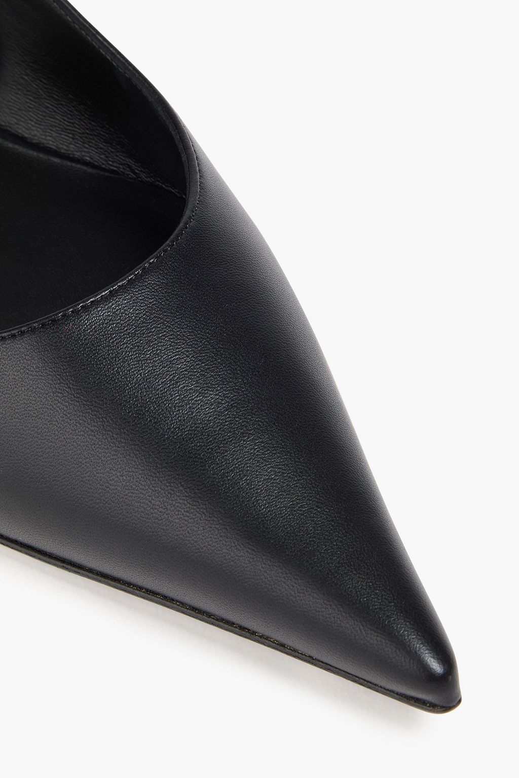 MAGDA BUTRYM Floral-appliquéd leather slingback point-toe flats