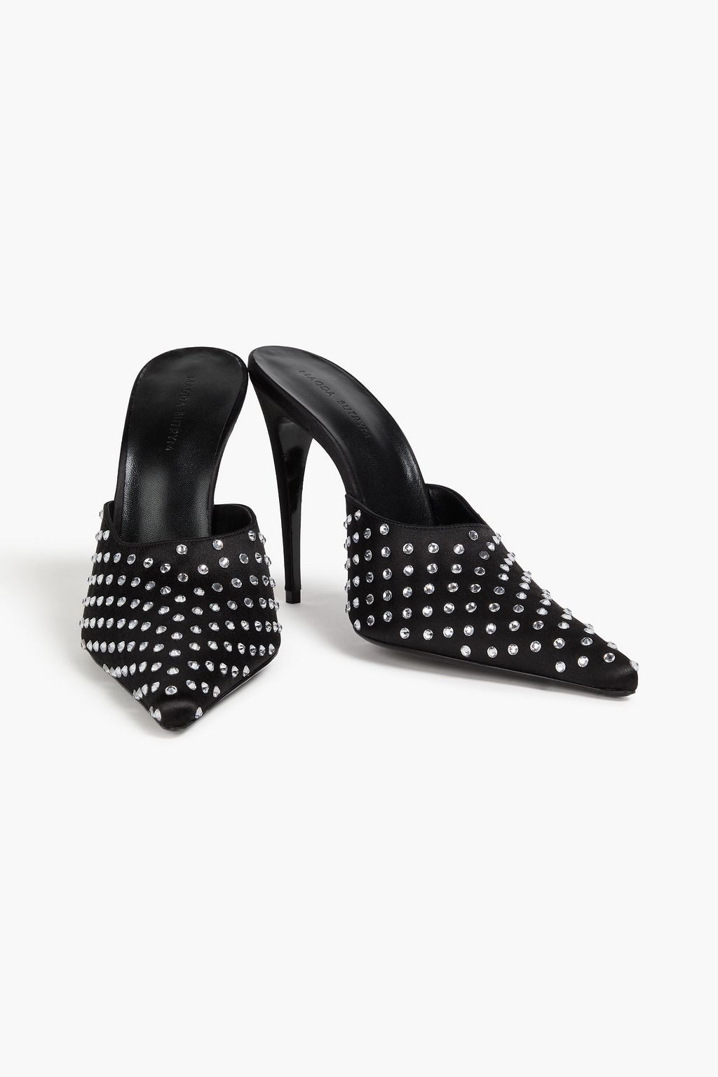 MAGDA BUTRYM Crystal-embellished satin mules