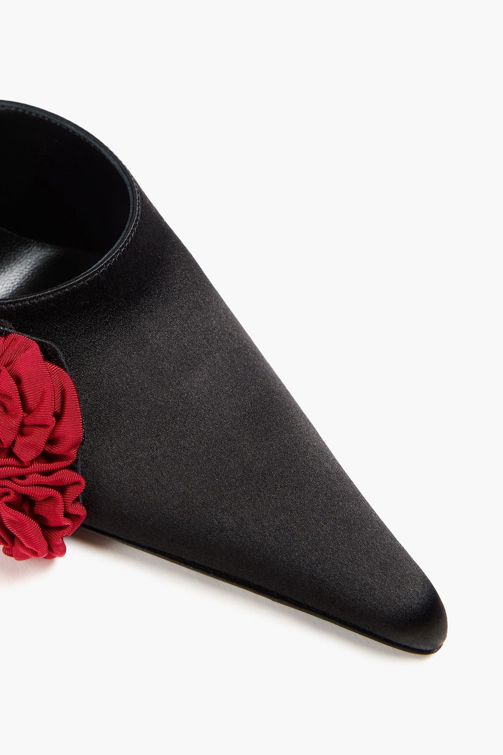 MAGDA BUTRYM Floral-appliquéd satin mules
