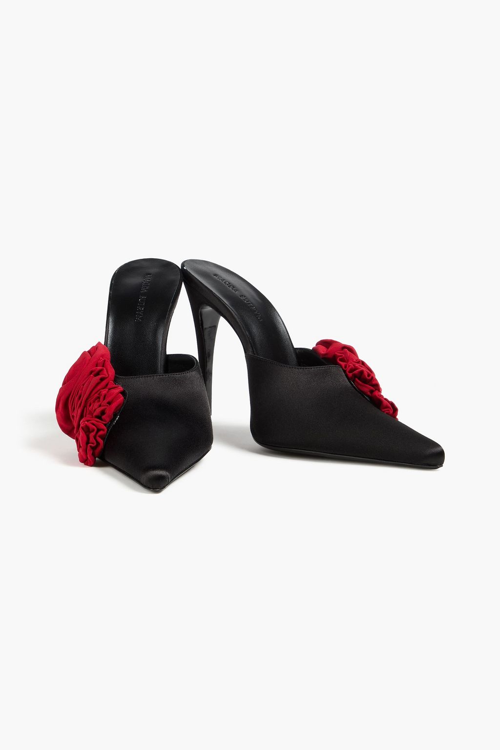 MAGDA BUTRYM Floral-appliquéd satin mules