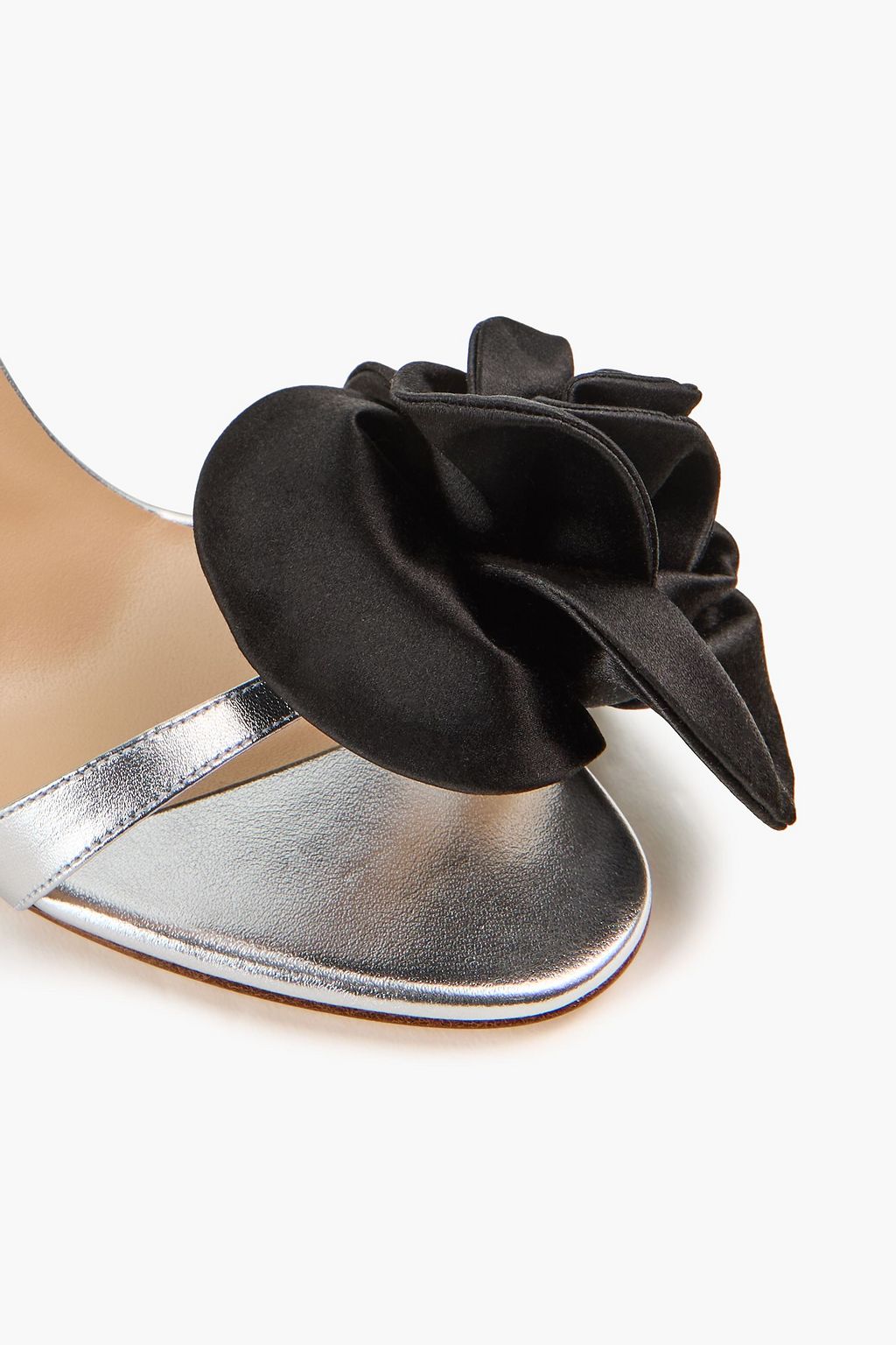 MAGDA BUTRYM Floral-appliquéd metallic leather sandals