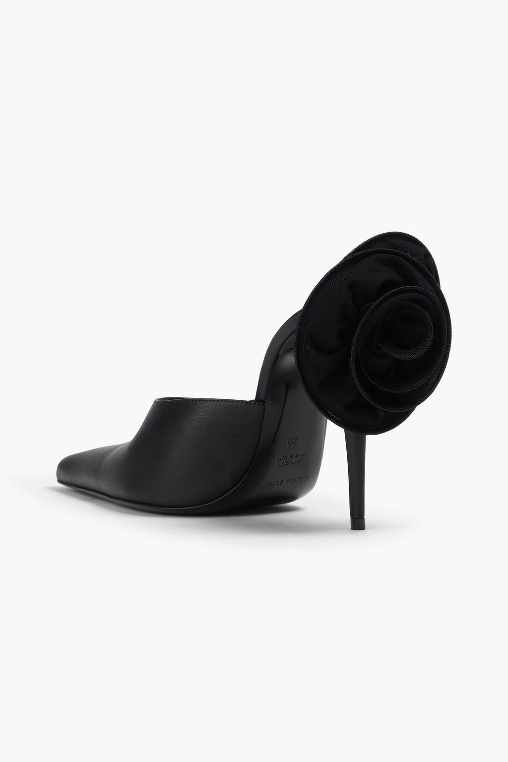 MAGDA BUTRYM Floral-appliquéd leather mules