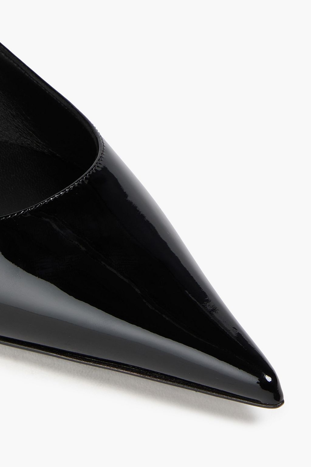 MAGDA BUTRYM Floral-appliquéd patent-leather slingback point-toe flats