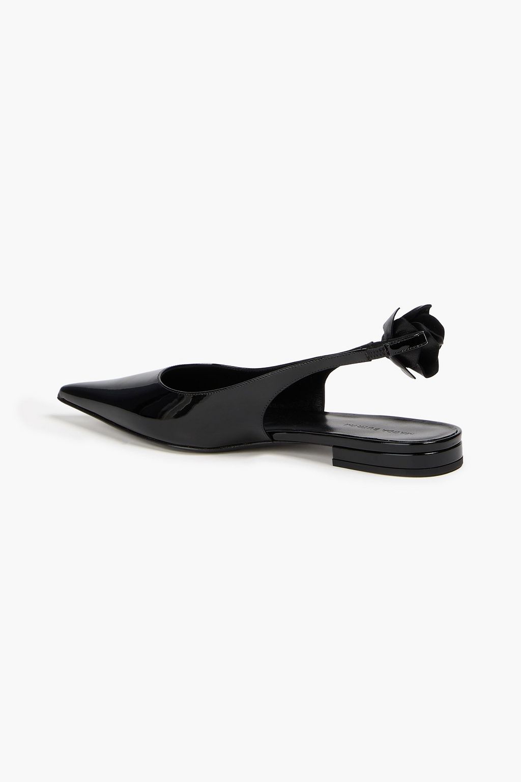 MAGDA BUTRYM Floral-appliquéd patent-leather slingback point-toe flats