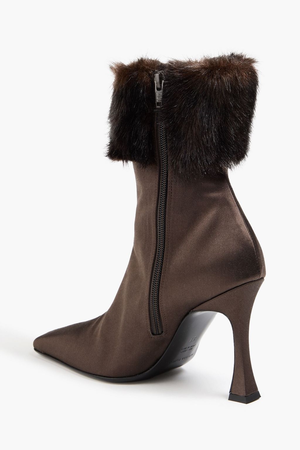 MAGDA BUTRYM Plush-trimmed satin ankle boots