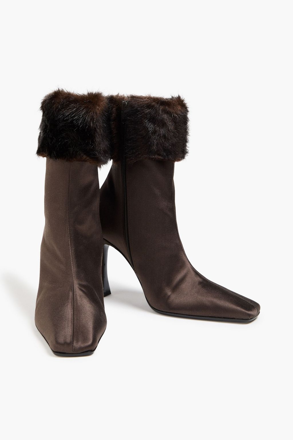 MAGDA BUTRYM Plush-trimmed satin ankle boots