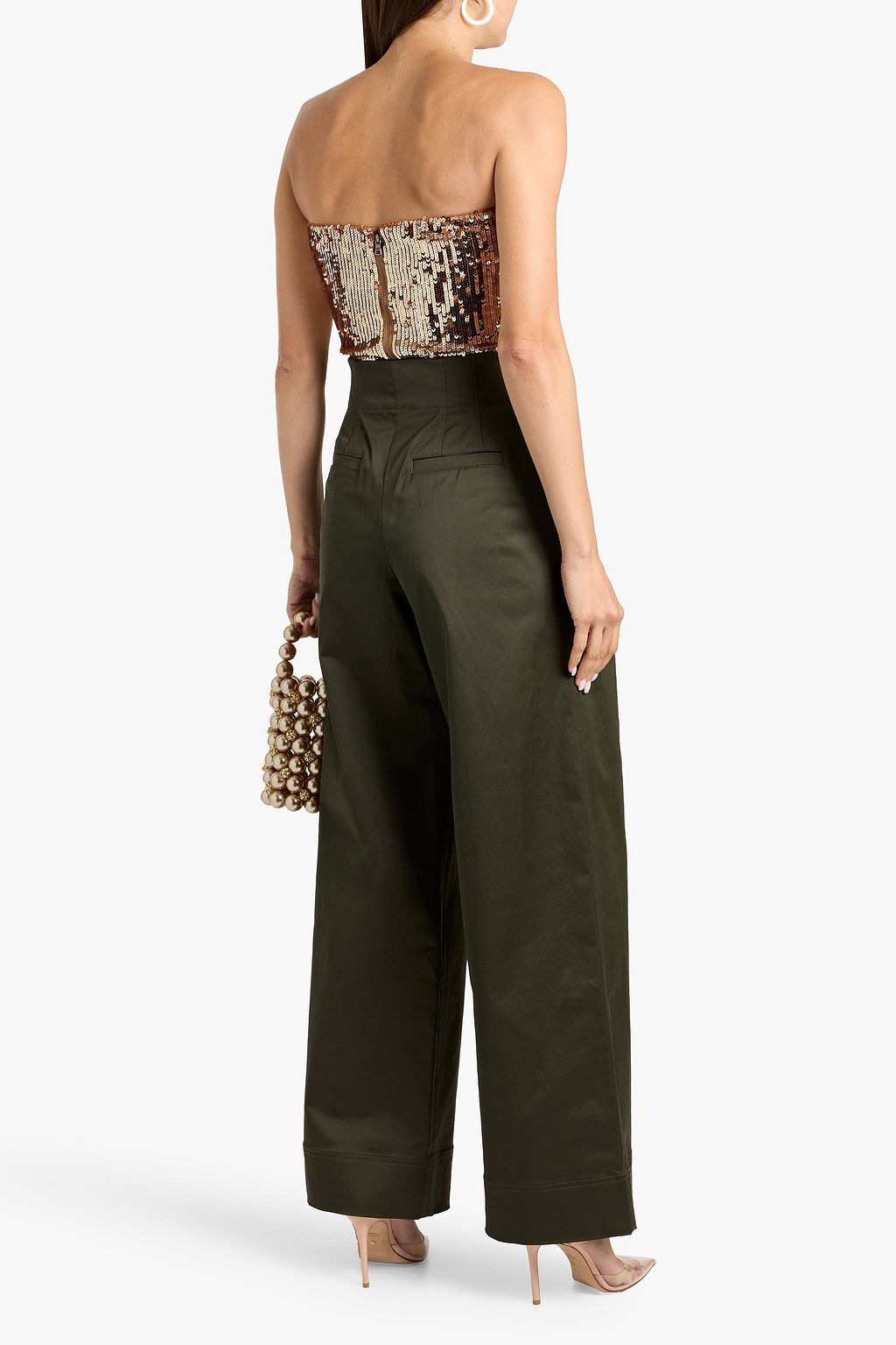 ALICE + OLIVIA Vivi cropped sequined stretch-tulle top