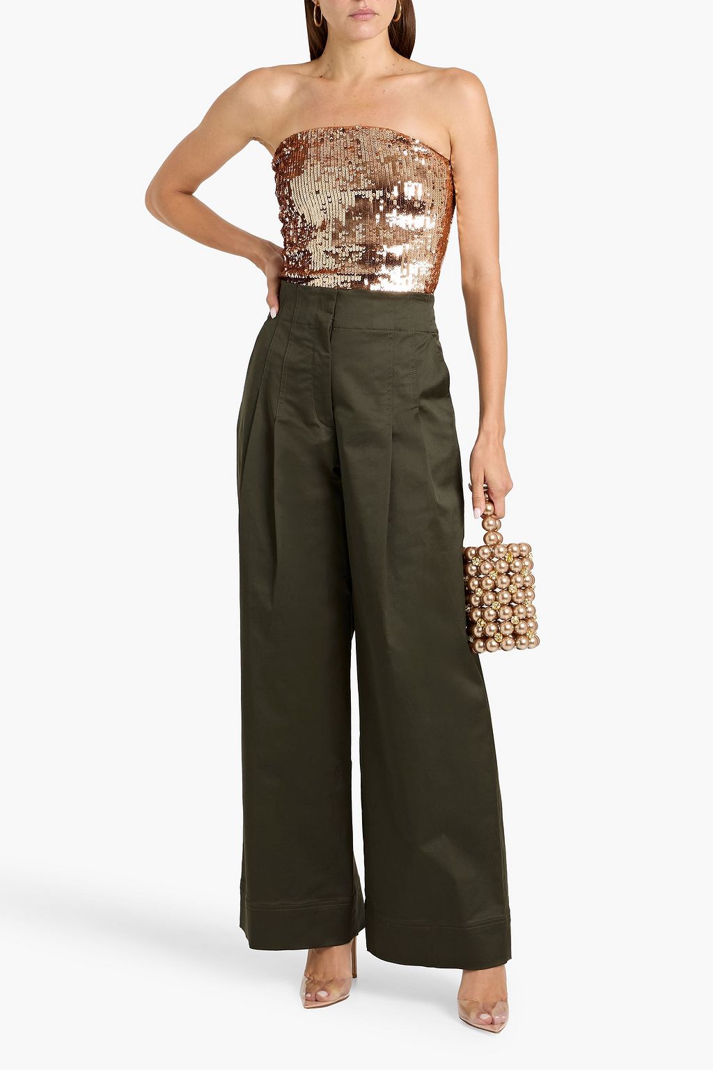 ALICE + OLIVIA Vivi cropped sequined stretch-tulle top
