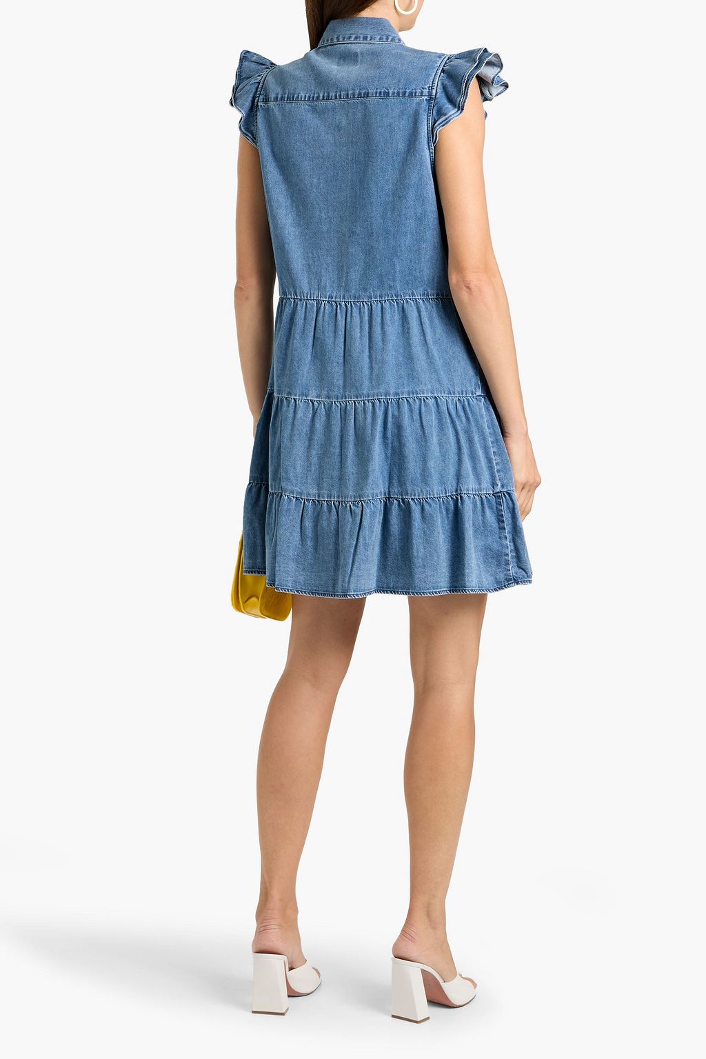 ALICE + OLIVIA JEANS Jem tiered denim mini dress
