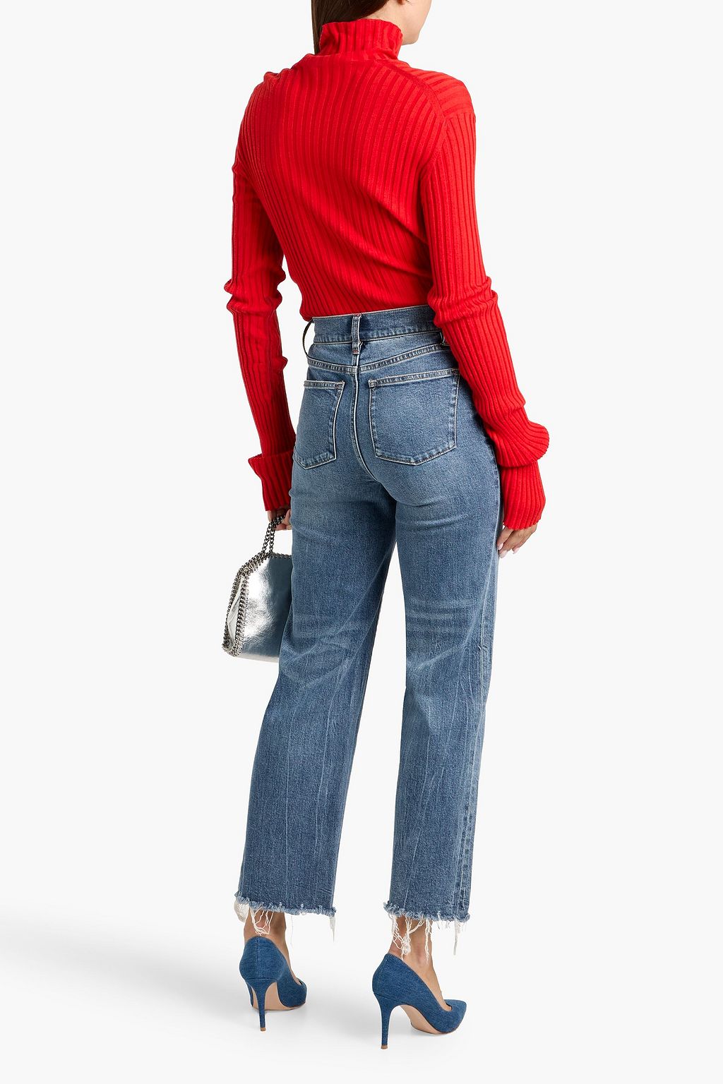 ALICE + OLIVIA JEANS Ember frayed mid-rise straight-leg jeans