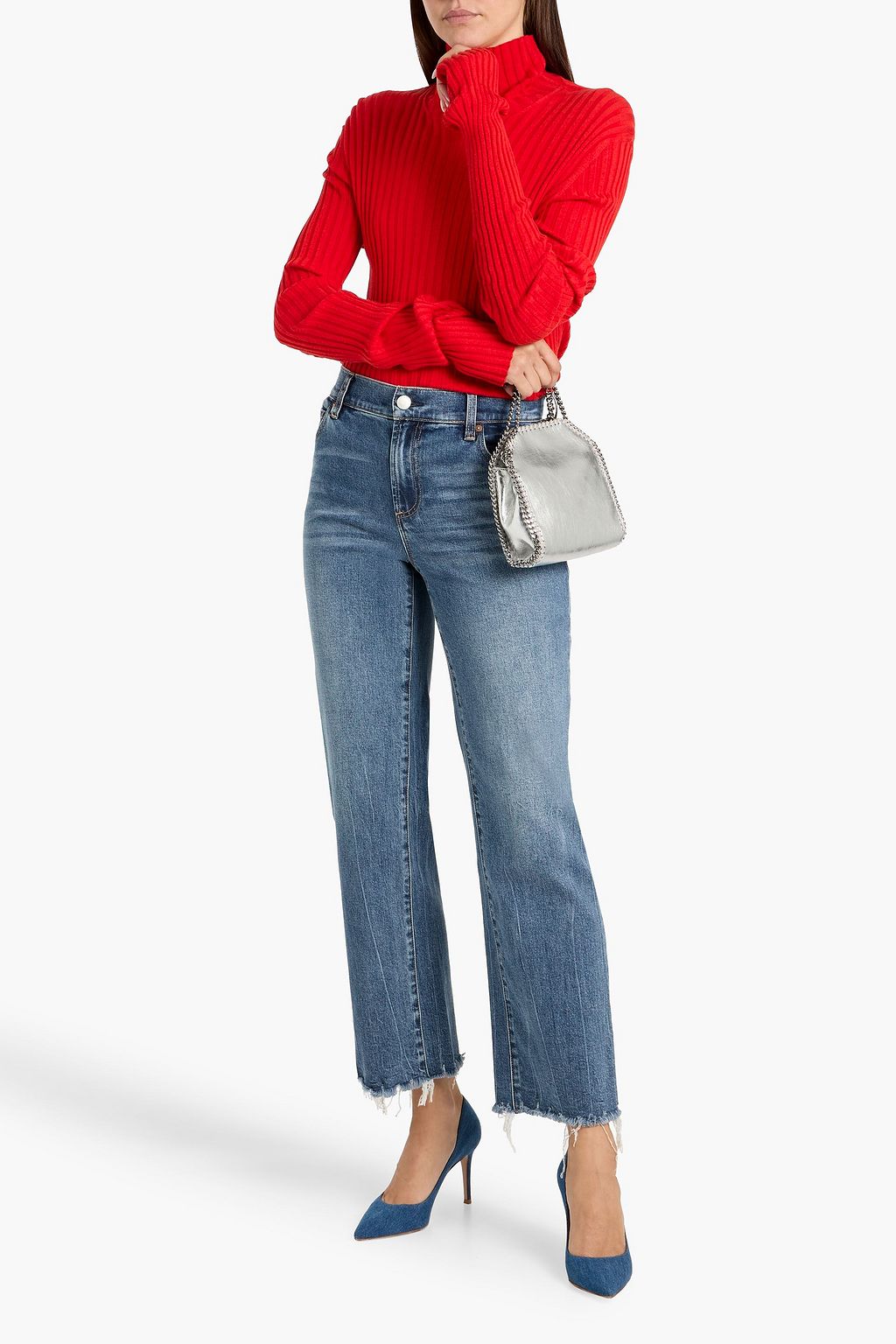 ALICE + OLIVIA JEANS Ember frayed mid-rise straight-leg jeans